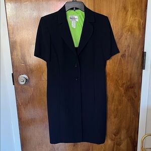 Danny & Nicole Navy Dress with Vibrant Green Accent